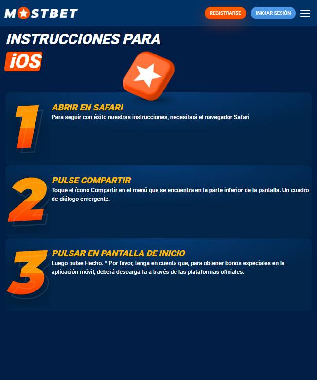 Instrucciones para instalar Mostbet en iOS